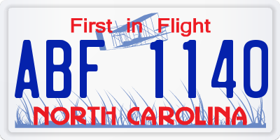NC license plate ABF1140
