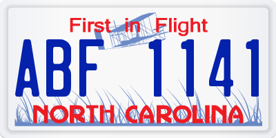 NC license plate ABF1141