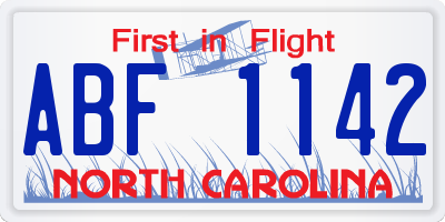 NC license plate ABF1142