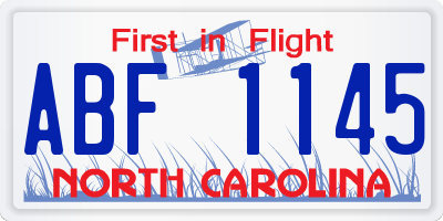 NC license plate ABF1145