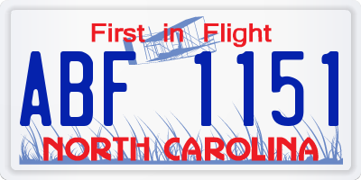 NC license plate ABF1151
