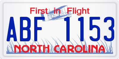 NC license plate ABF1153
