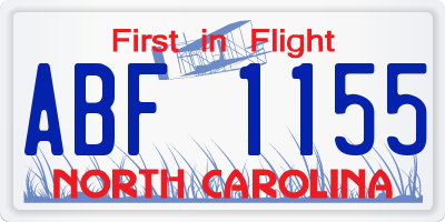 NC license plate ABF1155