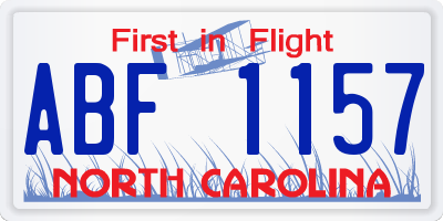NC license plate ABF1157
