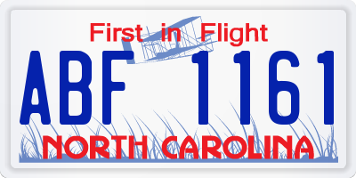 NC license plate ABF1161