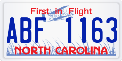 NC license plate ABF1163