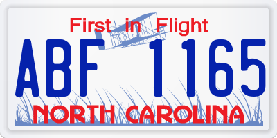 NC license plate ABF1165