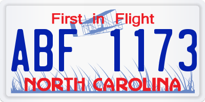NC license plate ABF1173