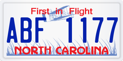 NC license plate ABF1177
