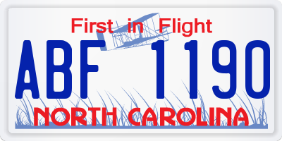 NC license plate ABF1190