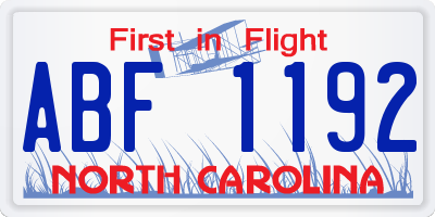 NC license plate ABF1192