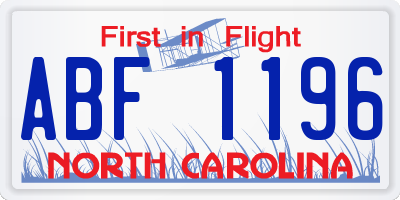 NC license plate ABF1196