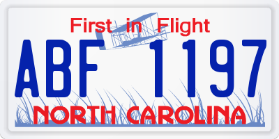 NC license plate ABF1197