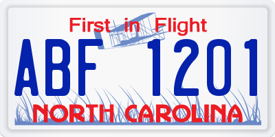 NC license plate ABF1201