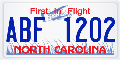 NC license plate ABF1202