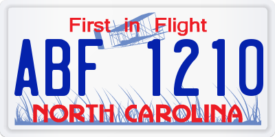 NC license plate ABF1210
