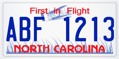 NC license plate ABF1213