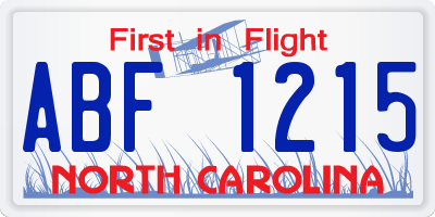 NC license plate ABF1215