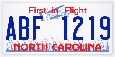 NC license plate ABF1219