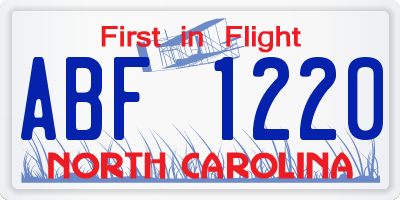 NC license plate ABF1220