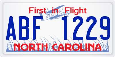 NC license plate ABF1229