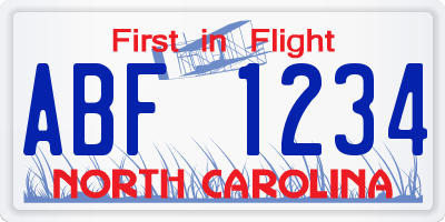 NC license plate ABF1234