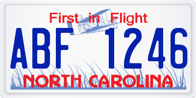 NC license plate ABF1246