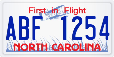 NC license plate ABF1254