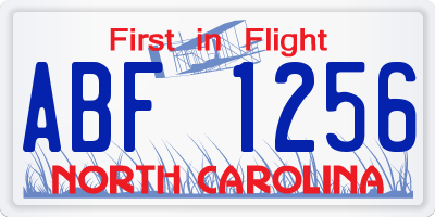 NC license plate ABF1256