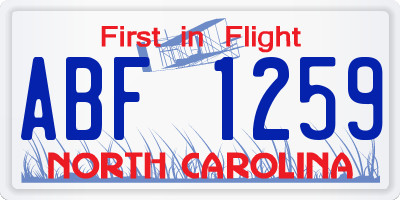 NC license plate ABF1259