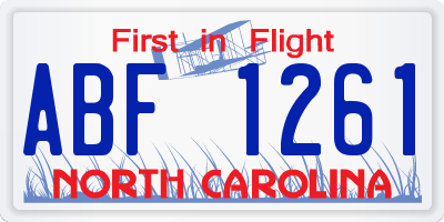 NC license plate ABF1261