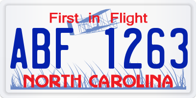 NC license plate ABF1263