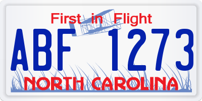 NC license plate ABF1273