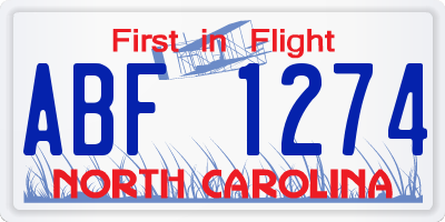 NC license plate ABF1274