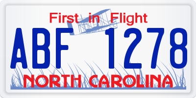 NC license plate ABF1278