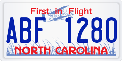 NC license plate ABF1280