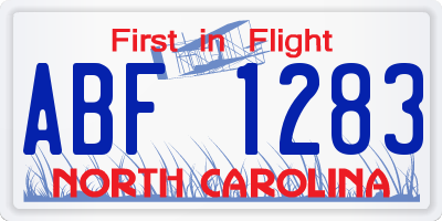 NC license plate ABF1283