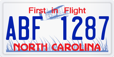 NC license plate ABF1287