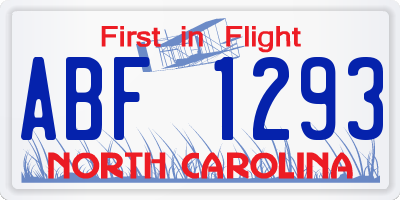 NC license plate ABF1293