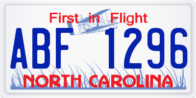 NC license plate ABF1296