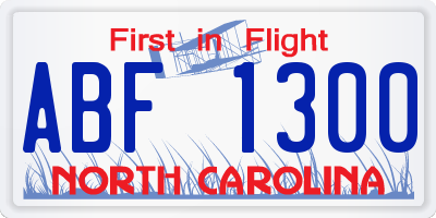 NC license plate ABF1300