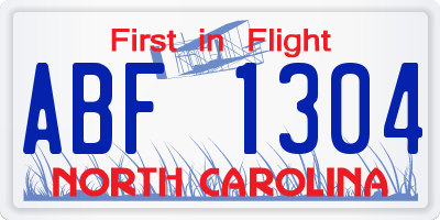 NC license plate ABF1304