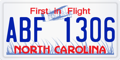 NC license plate ABF1306