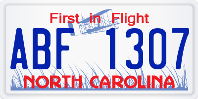 NC license plate ABF1307