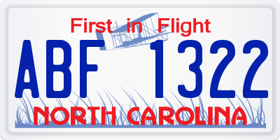 NC license plate ABF1322