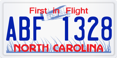NC license plate ABF1328