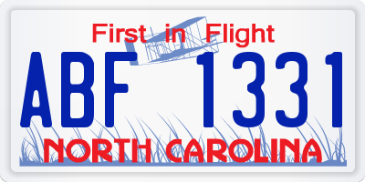 NC license plate ABF1331
