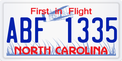 NC license plate ABF1335