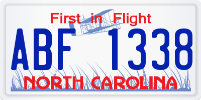 NC license plate ABF1338