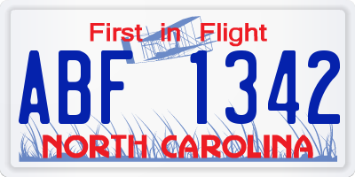 NC license plate ABF1342